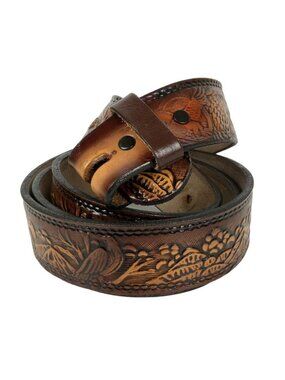 Handtooled Leather Western Belt Size 48 Brown Embossed Eagles Cowboy Rodeo